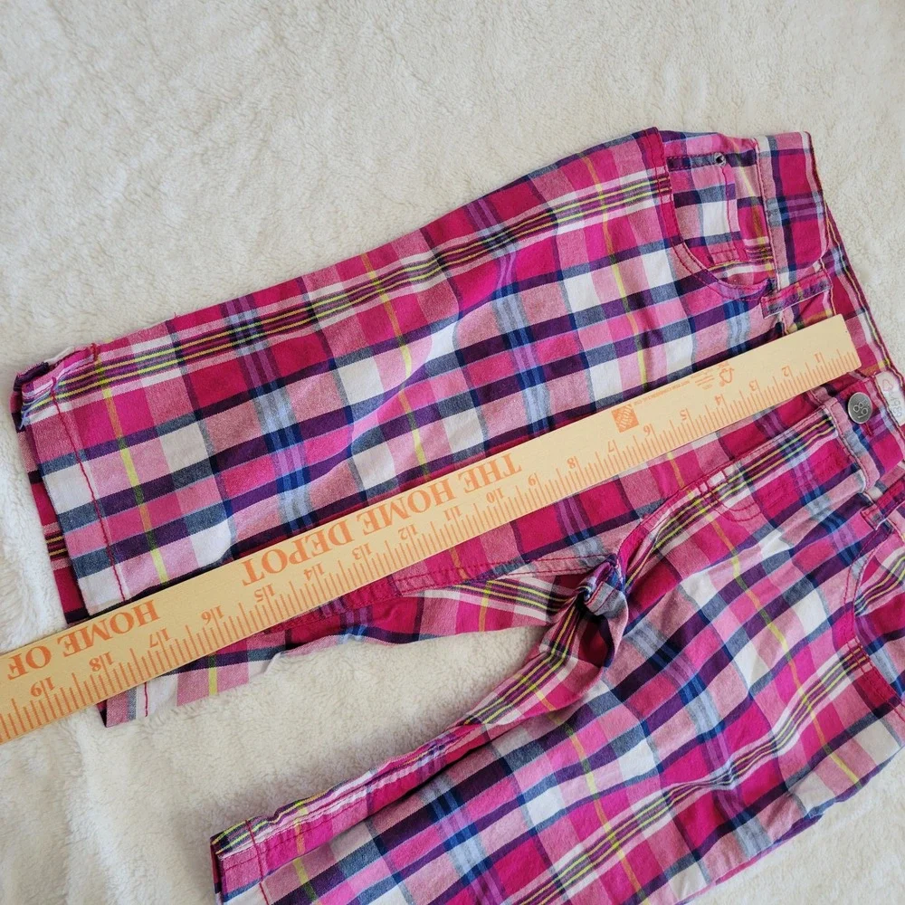 The Childrens Place Plaid Shorts Kids Size 14 Pink Wild Fuchsia Heart Pockets